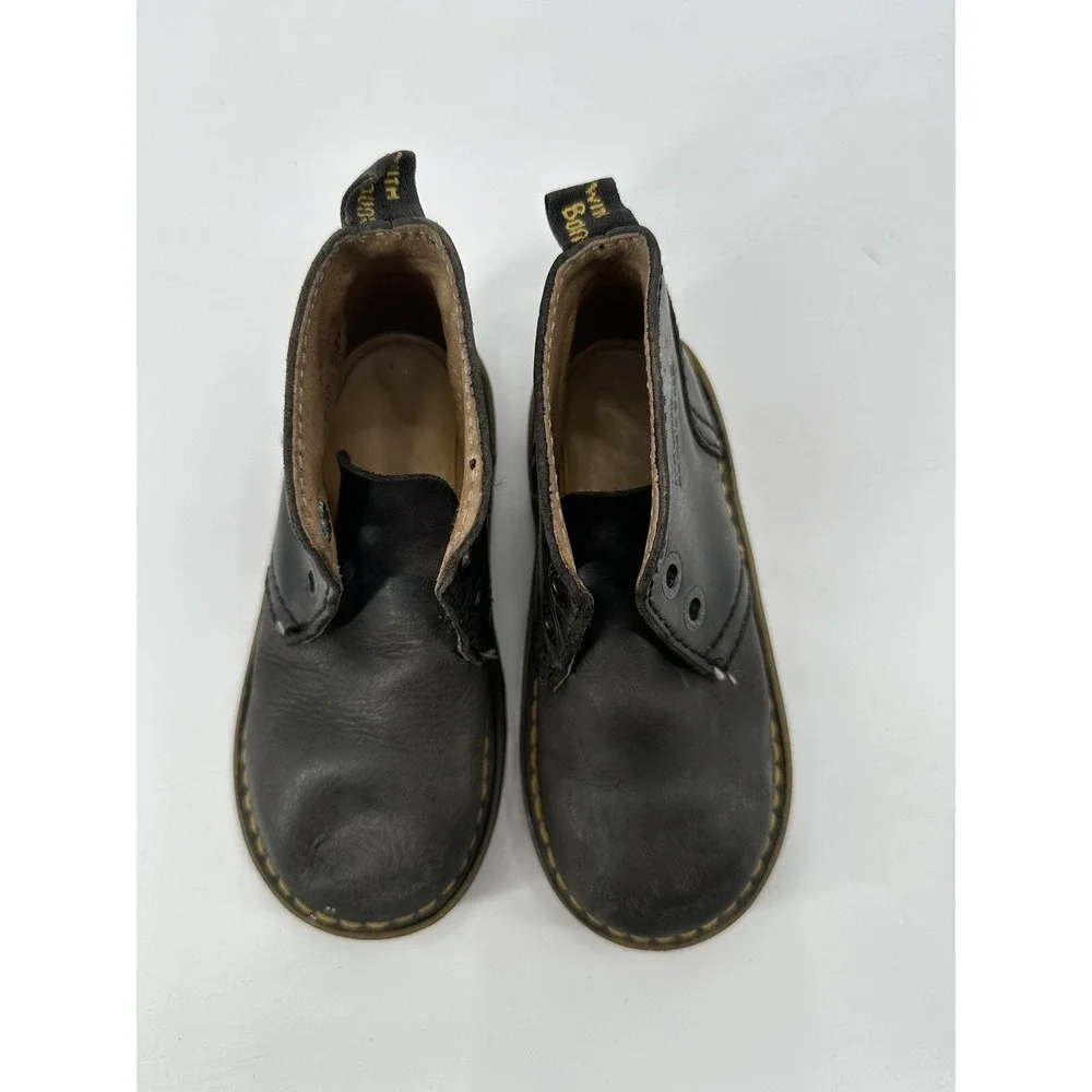 VTG Dr Martens 6453 AirWair Black Leather Ankle Boots Kids‎ Sz 9 Made in England